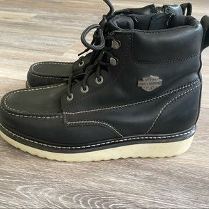 Harley-Davidson Men’s Beau Black Leather Boots size 12 Rare Motorcycle
